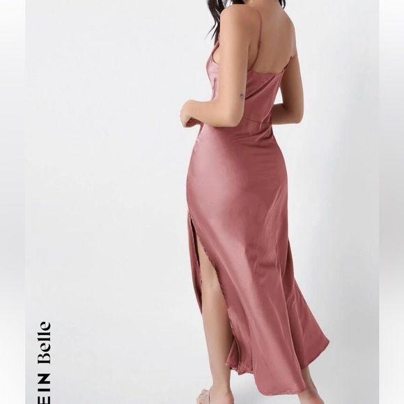 ** SIZE L ** SHEIN Split Thigh Satin Cami Dress MINT worn once Trending - Picture 2 of 7